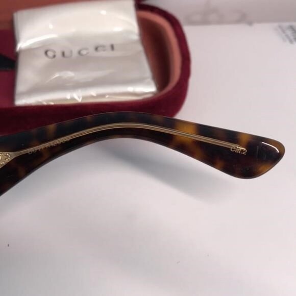 New Authentic ✨ Gucci GG0484S 006 – Oversized Havana Square Pink Mirror Lenses ✨ - Picture 10 of 12